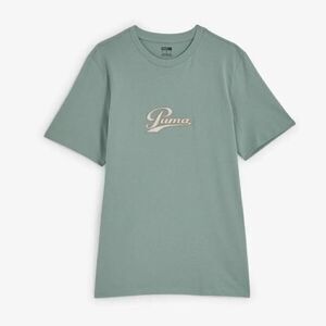 Puma Green and Beige Logo Tee Size Small